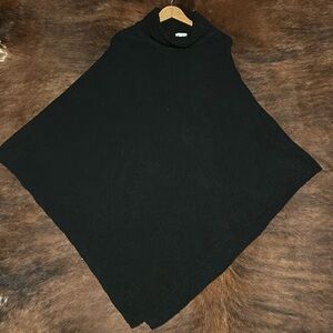 J. Jill one size ribbed cowl neck pullover boucle sweater poncho w/angeled hem